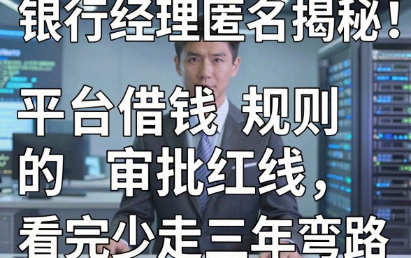 银行经理匿名揭秘：平台借钱规则的审批红线，看完少走三年弯路