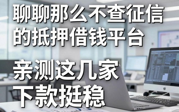 聊聊那些不查征信的抵押借钱平台，亲测这几家下款挺稳