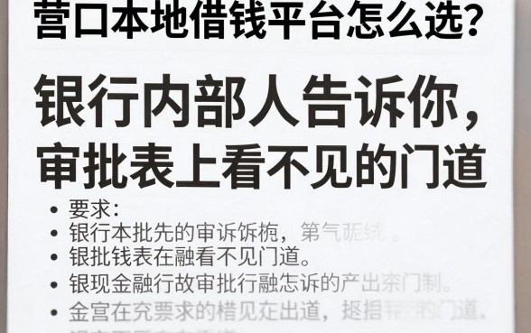 营口本地借钱平台怎么选？银行内部人告诉你审批表上看不见的门道