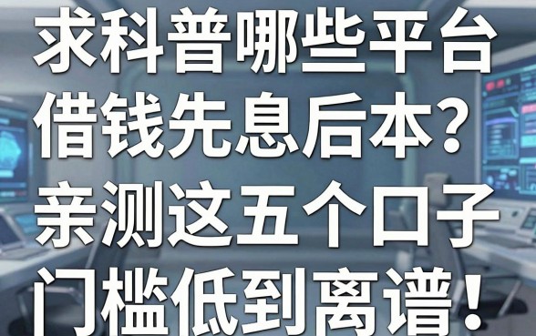 求科普哪些平台借钱先息后本？亲测这五个口子门槛低到离谱！