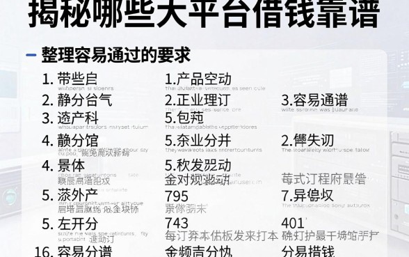 揭秘哪些大平台借钱靠谱，整理出这十个容易通过的