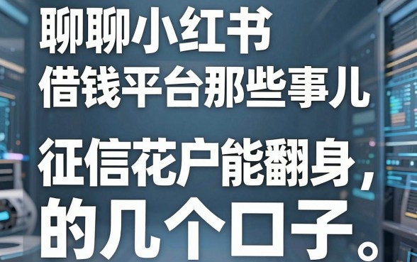 聊聊小红书借钱平台那些事儿，征信花户也能翻身的几个口子