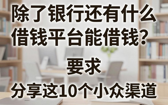 除了银行还有什么借钱平台能借钱？分享这10个小众渠道