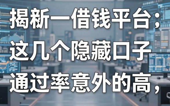 揭秘新一借钱平台：这几个隐藏口子通过率意外的高
