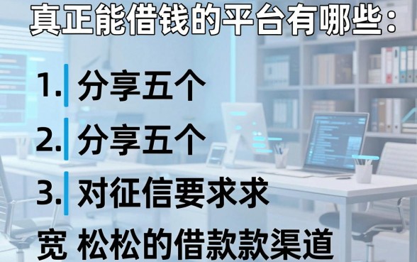 真正能借钱的平台有哪些：分享五个对征信要求宽松的借款渠道