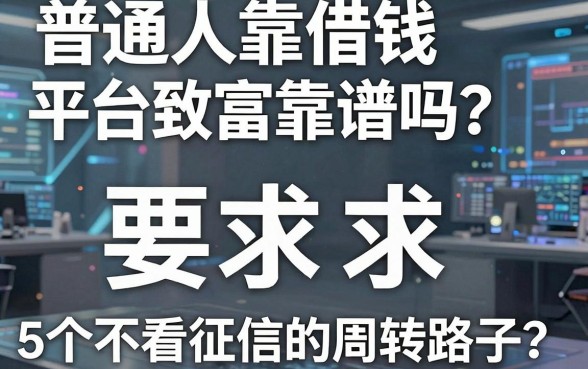 普通人靠借钱平台致富靠谱吗？分享5个不看征信的周转路子