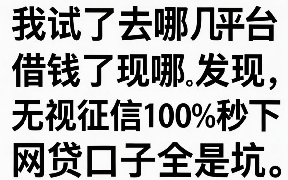 我试了去哪儿平台借钱，发现无视征信黑白100%秒下网贷口子全是坑