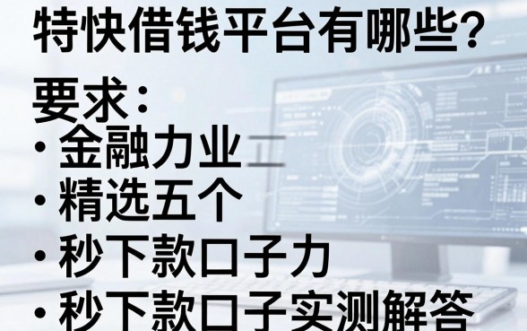 特快借钱平台有哪些？精选五个秒下款口子实测解答