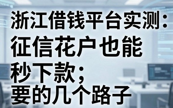 浙江借钱平台实测：征信花户也能秒下款的几个路子