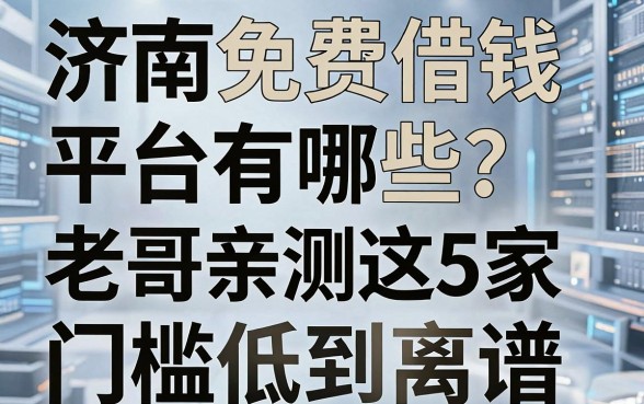济南免费借钱平台有哪些？老哥亲测这5家门槛低到离谱