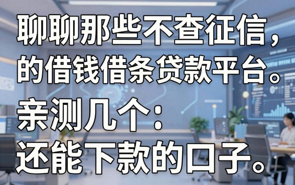 聊聊那些不查征信的借钱借条贷款平台，亲测几个还能下款的口子