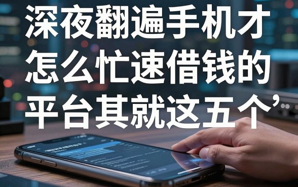 深夜翻遍手机才明白：怎么忙速借钱的平台其实就这五个靠谱