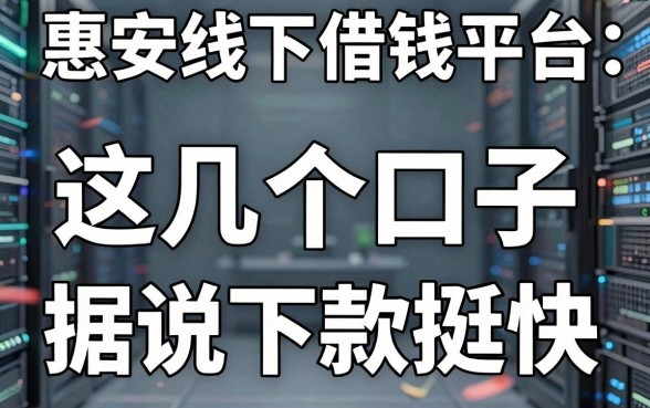 揭秘惠安线下借钱平台：这几个口子据说下款挺快