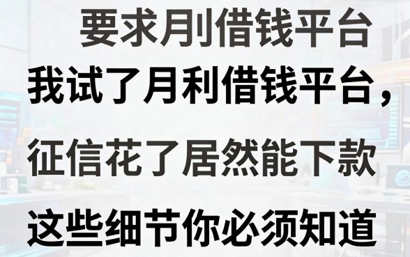 我试了月利借钱平台，征信花了居然也能下款，这些细节你必须知道