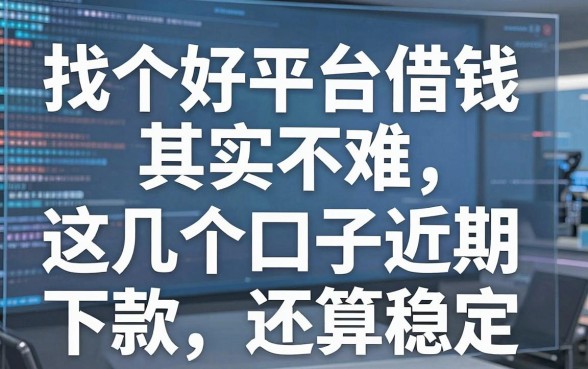 找个好平台借钱其实不难，这几个口子近期下款还算稳定