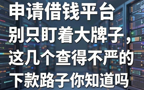 申请借钱平台别只盯着大牌子，这几个查得不严的下款路子你知道吗