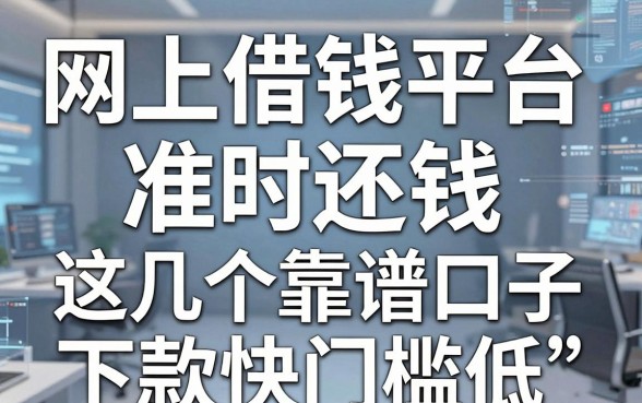 网上借钱平台准时还钱，这几个靠谱口子下款快门槛低
