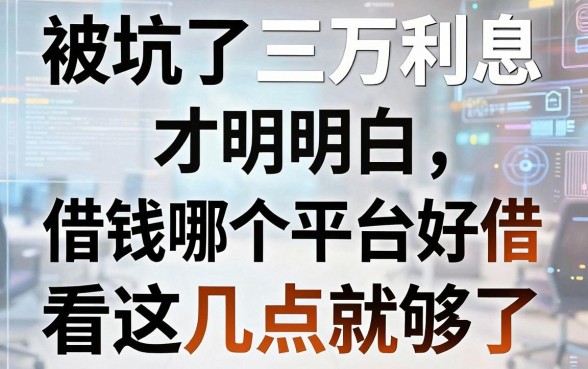被坑了三万利息才明白：借钱哪个平台好借，看这几点就够了