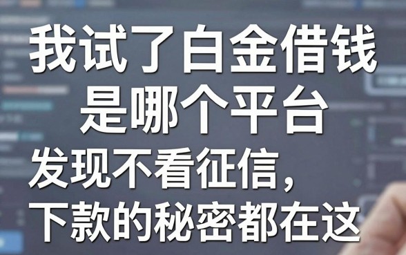 我试了白金借钱是哪个平台，发现不看征信下款的秘密都在这