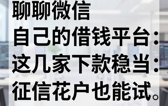 聊聊微信自己的借钱平台：这几家下款稳当，征信花户也能试
