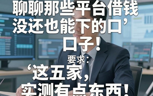 聊聊那些平台借钱没还也能下的口子，这五家实测有点东西
