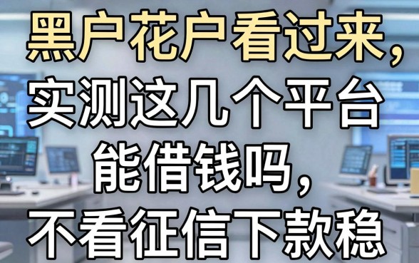 黑户花户看过来，实测这几个平台能借钱吗，不看征信下款稳
