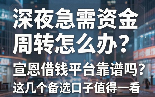 深夜急需资金周转怎么办？宣恩借钱平台靠谱吗？这几个备选口子值得一看