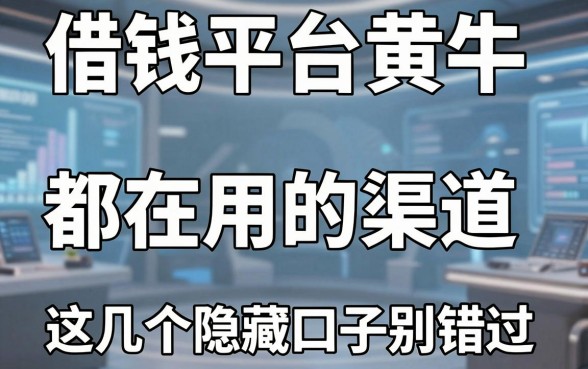 揭秘借钱平台黄牛都在用的渠道，这几个隐藏口子别错过