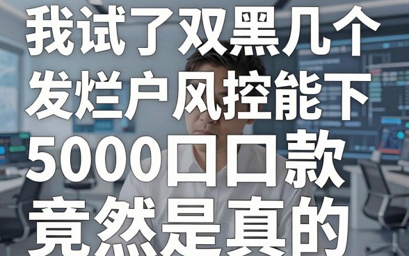 我试了十几个平台，发现双黑烂户风控能下款5000口子竟然是真的