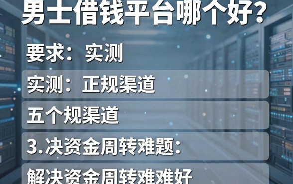 男士借钱平台哪个好？实测五个正规渠道，解决资金周转难题