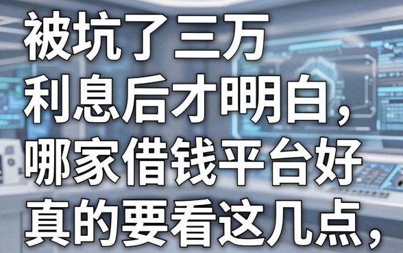被坑了三万利息后才明白，哪家借钱平台好真的要看这几点