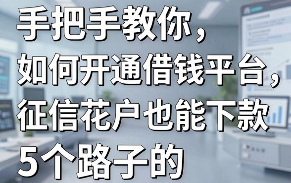 手把手教你如何开通借钱平台，征信花户也能下款的5个路子