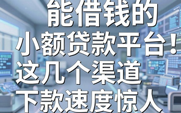 揭秘能借钱的小额贷款平台：这几个渠道下款速度惊人