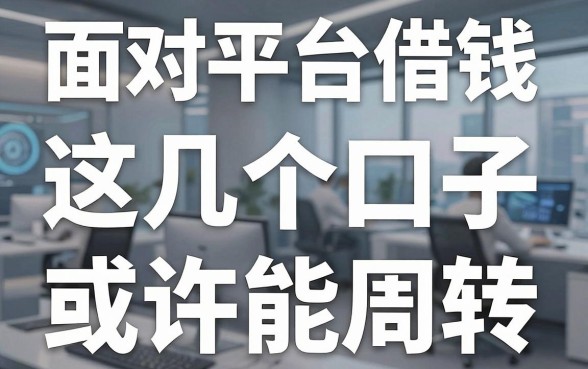 面对平台借钱催债问题，这几个口子或许能周转
