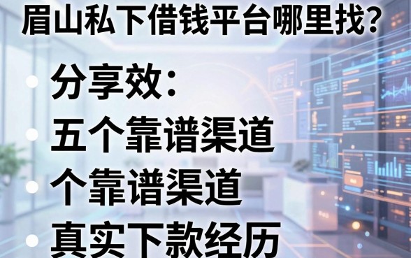 眉山私下借钱平台哪里找？分享五个靠谱渠道及真实下款经历