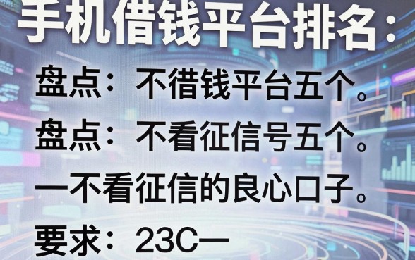 手机借钱平台排名：盘点五个不看征信的良心口子