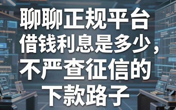 聊聊正规平台借钱利息是多少，分享几个不严查征信的下款路子
