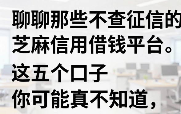 聊聊那些不查征信的芝麻信用借钱平台，这五个口子你可能真不知道