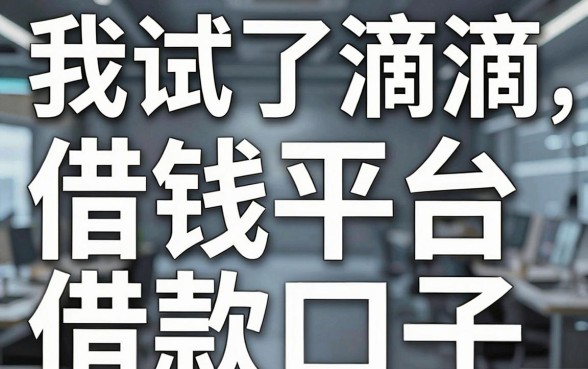我试了滴滴借钱平台，才发现那些无视黑白百分百下款的借款口子全是坑