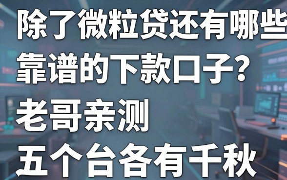 除了微粒贷还有哪些靠谱的下款口子？老哥亲测这五个平台各有千秋