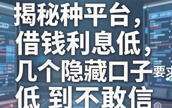 揭秘哪种平台借钱利息低，这几个隐藏口子利息低到不敢信