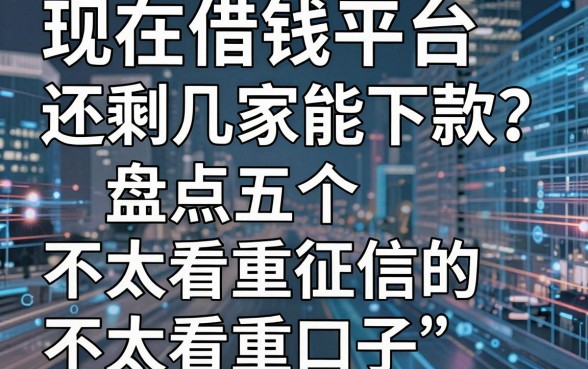 现在借钱平台还剩几家能下款？盘点五个不太看重征信的口子