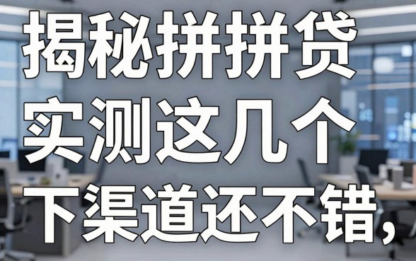 揭秘拼拼贷借钱平台：实测这几个下款渠道还不错