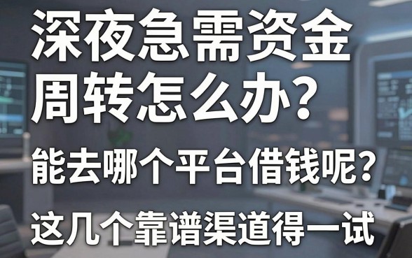 深夜急需资金周转怎么办？能去哪个平台借钱呢？这几个靠谱渠道值得一试
