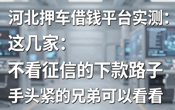 河北押车借钱平台实测：这几家不看征信的下款路子，手头紧的兄弟可以看看