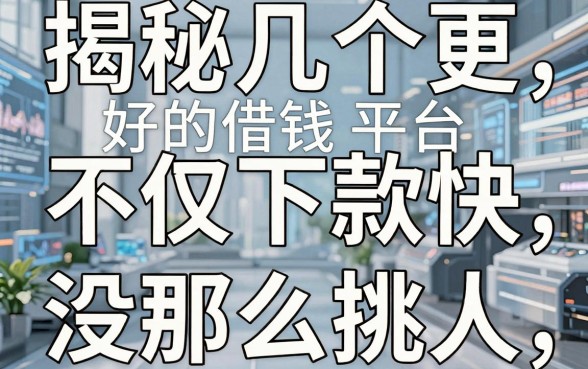 揭秘几个更好的借钱平台，不仅下款快还没那么挑人