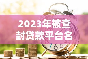 2023年被查封贷款平台名单曝光！普惠金融风险需警惕