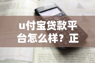 u付宝贷款平台怎么样？正规贷款平台解析及申请攻略