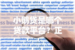 小鹅贷是哪个贷款平台？正规资质、申请条件及用户评价全解析
