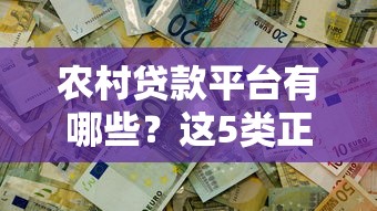 农村贷款平台有哪些？这5类正规渠道助你解决资金难题